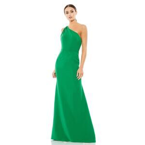 Ieena for Mac Duggal Mermaid Gown Women's 6 Green One Shoulder Open Back Maxi